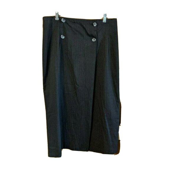 Kathy Ireland Size 13/14 Skirt Pinstriped Wrap Black Modest  Junior - Picture 1 of 5